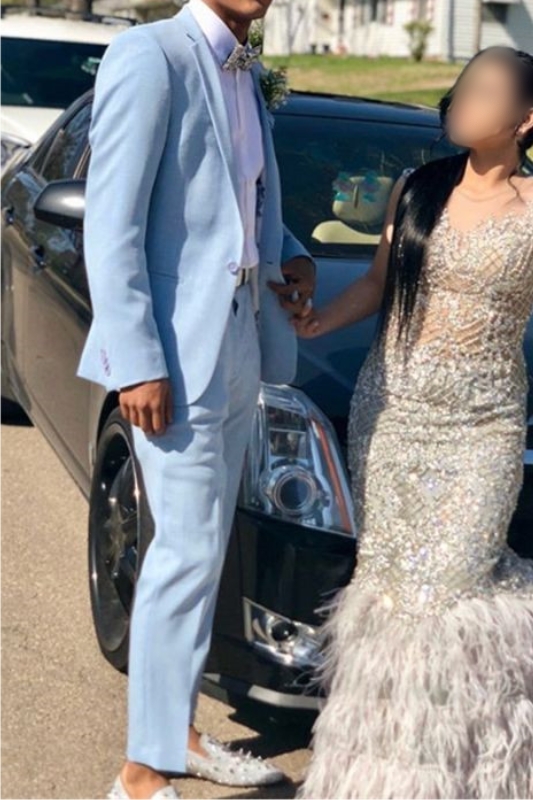 Andrew Sky Blue One Button Slim Prom Men Suit For Boys