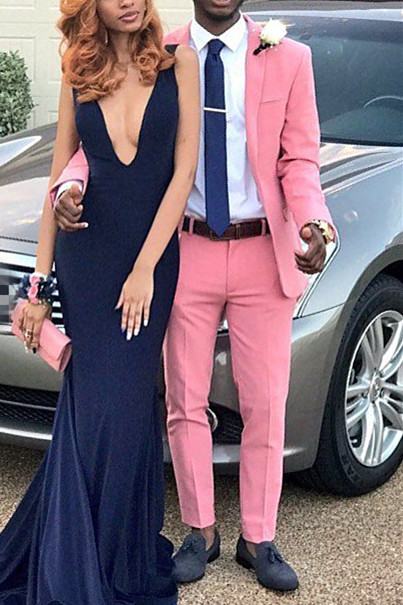 Candy Pink Shawl Lapel Boy Prom Suit Custom Shawl Lapel Two Piece Men Suit