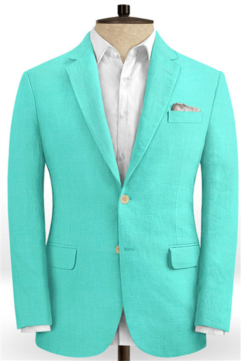 Turquoise Two-Piece Prom Suit Fashion Linen Suit