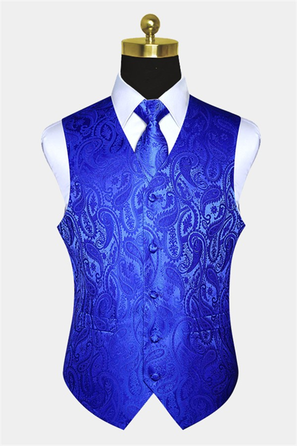 Royal Blue Paisley Men Tank Top
