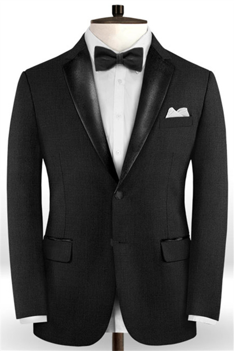 Black Wedding Suit Groom Wearing Groomsmen Suit Men Blazer