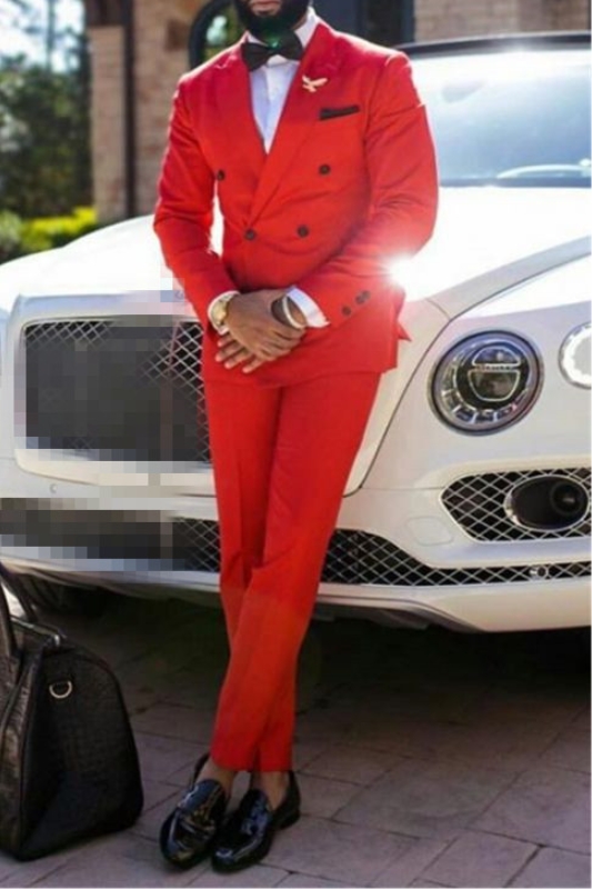 Liam Red Point Lapel Double Breasted Formal Business Men Suit