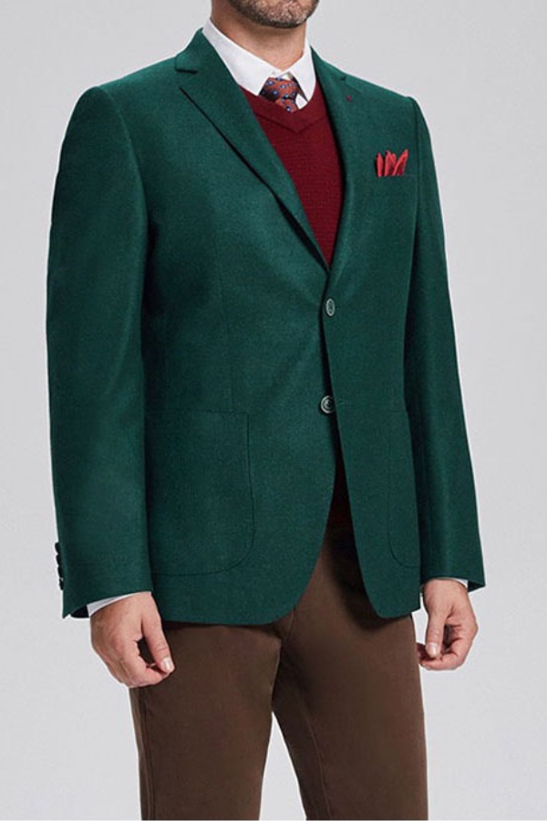 Men Classic Dark Green Patch Pocket Blazer