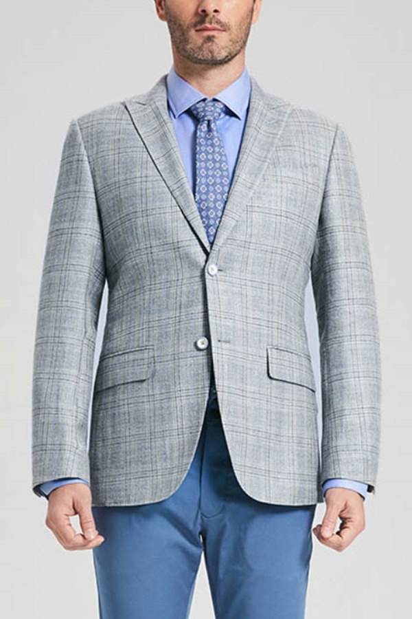 Casual Peak Lapel Blazer Light Grey Men New Blazer