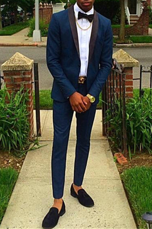 Navy Blue Stylish Two Piece Men Suits For Prom