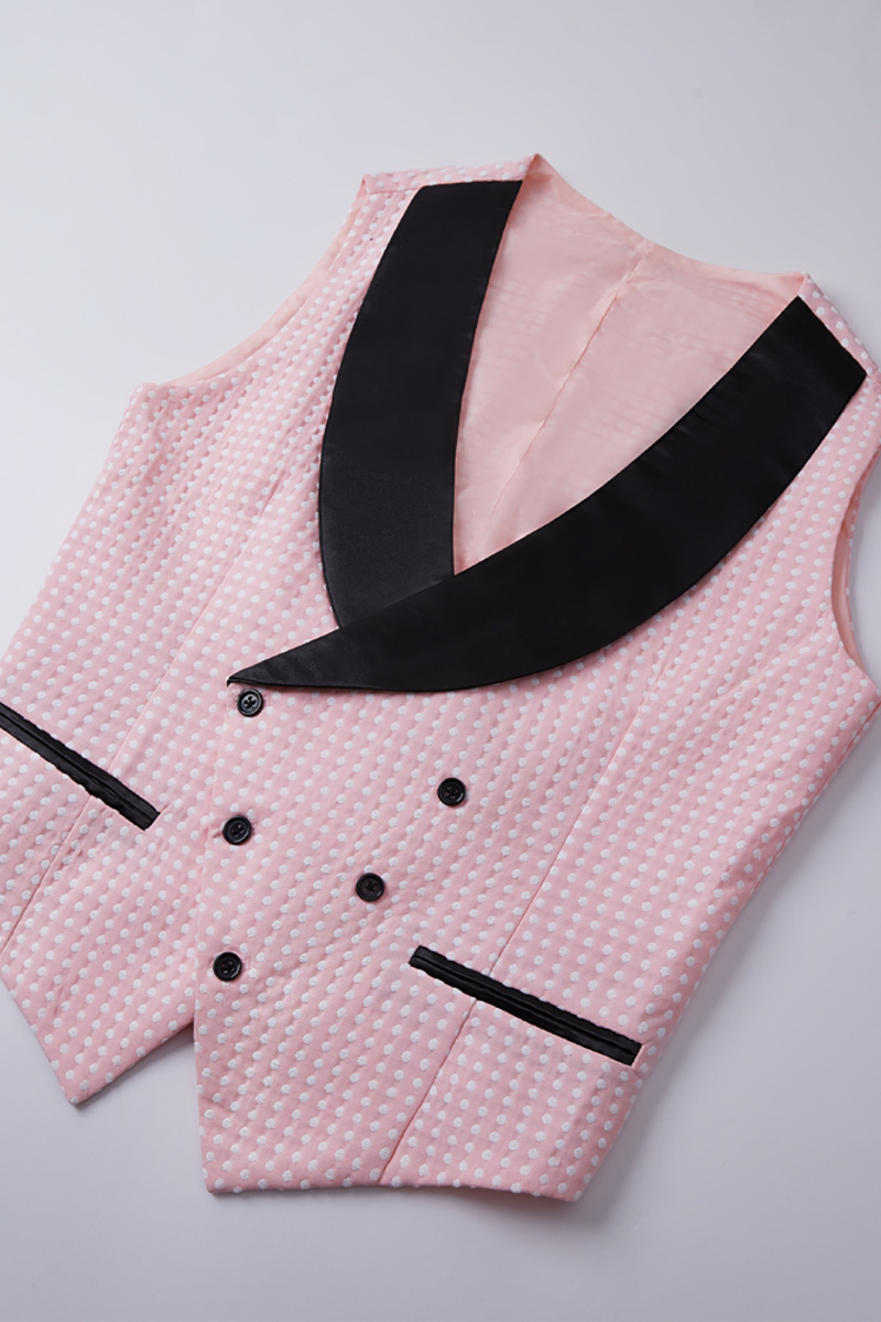 Hudson Pink Shawl Lapel Dot Wedding Suit