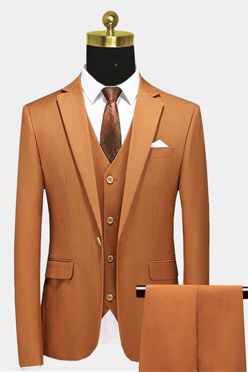 Classic Burnt Orange Three-Piece Suit Suits for Sale