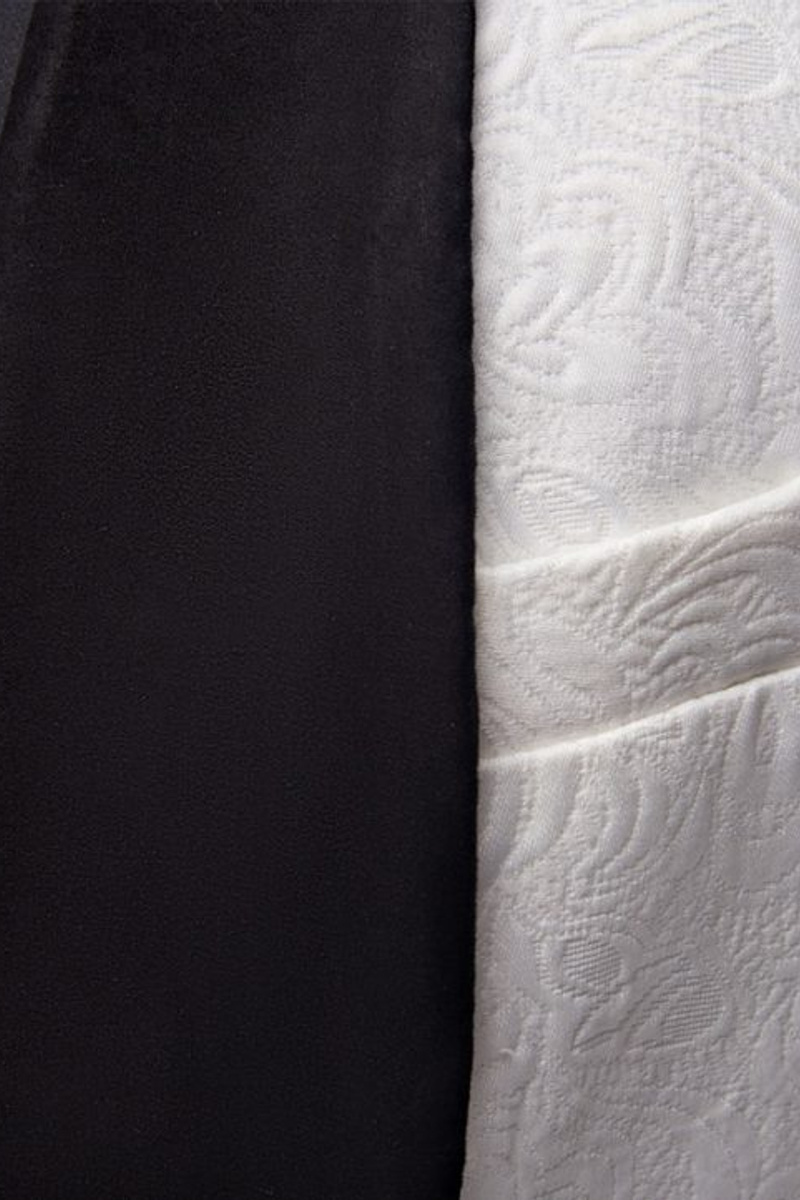 Black Lapel Floral White Suit Three-Piece Evening Suit