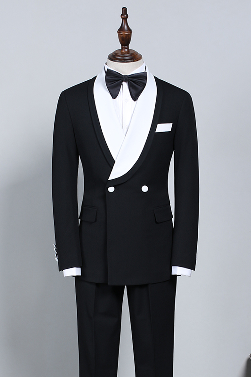 Clement's New Black and White Slim Fit Groom Wedding Package