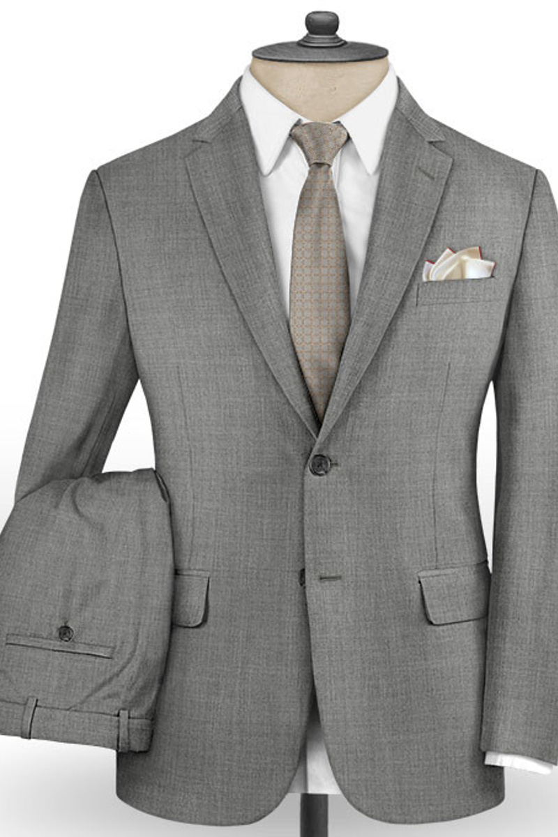Grey Business Men Suits Online Notched Lapel Slim Fit Tuxedo