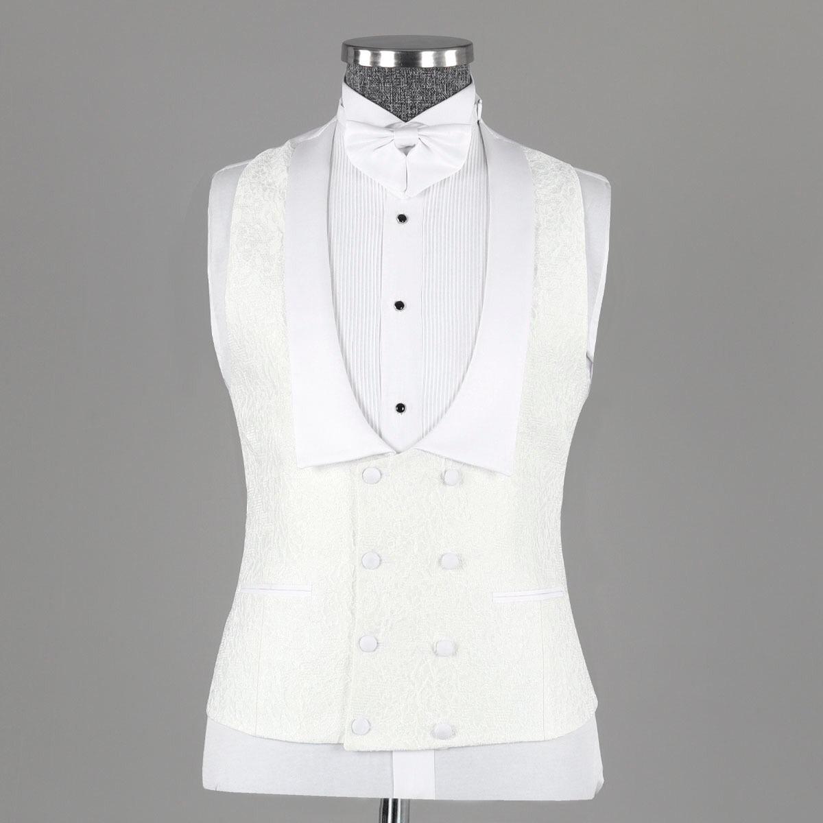 Jacquard Three-Piece Shawl Lapel Custom Wedding Suit