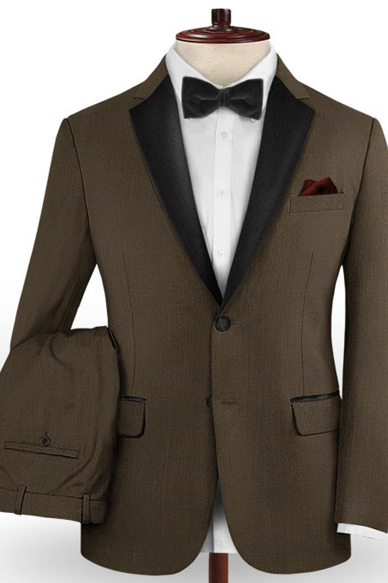 Brown Two Piece Men Business Suit Two Button Tuxedo