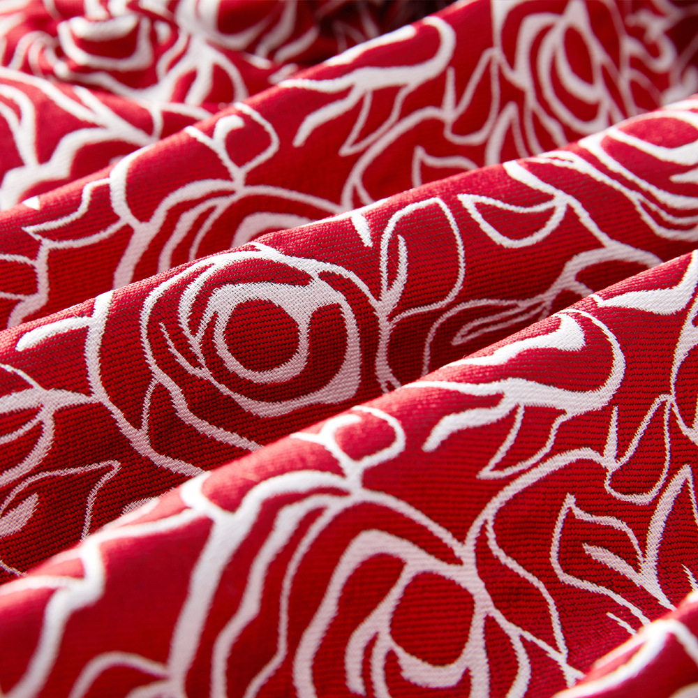 Red Rose Slim Fit Jacquard Shawl Collar One Button Men's Prom Suit