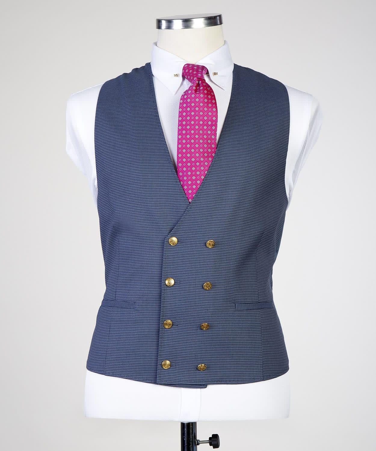 Gray Point Collar Three-Piece Business Suit