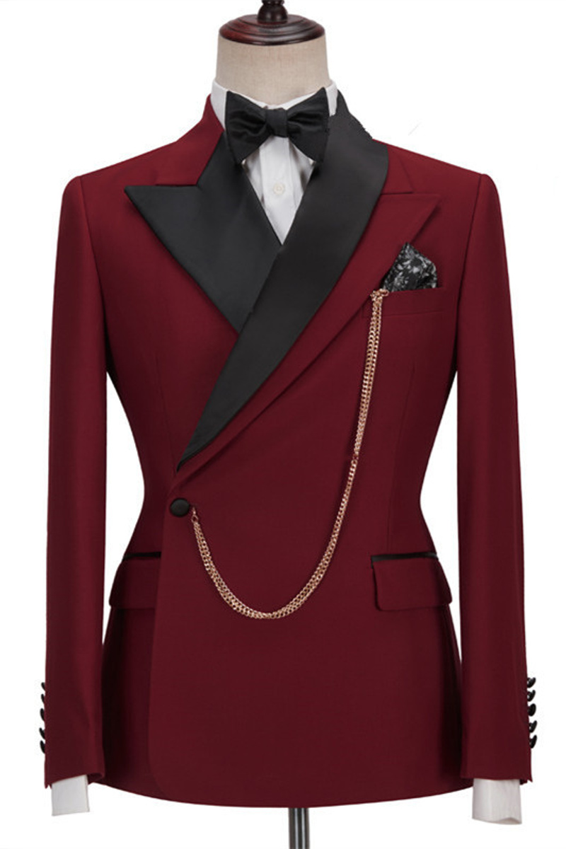 Gunslinger Red Pointed Lapel Slim Fit Fashion Suit for Prom