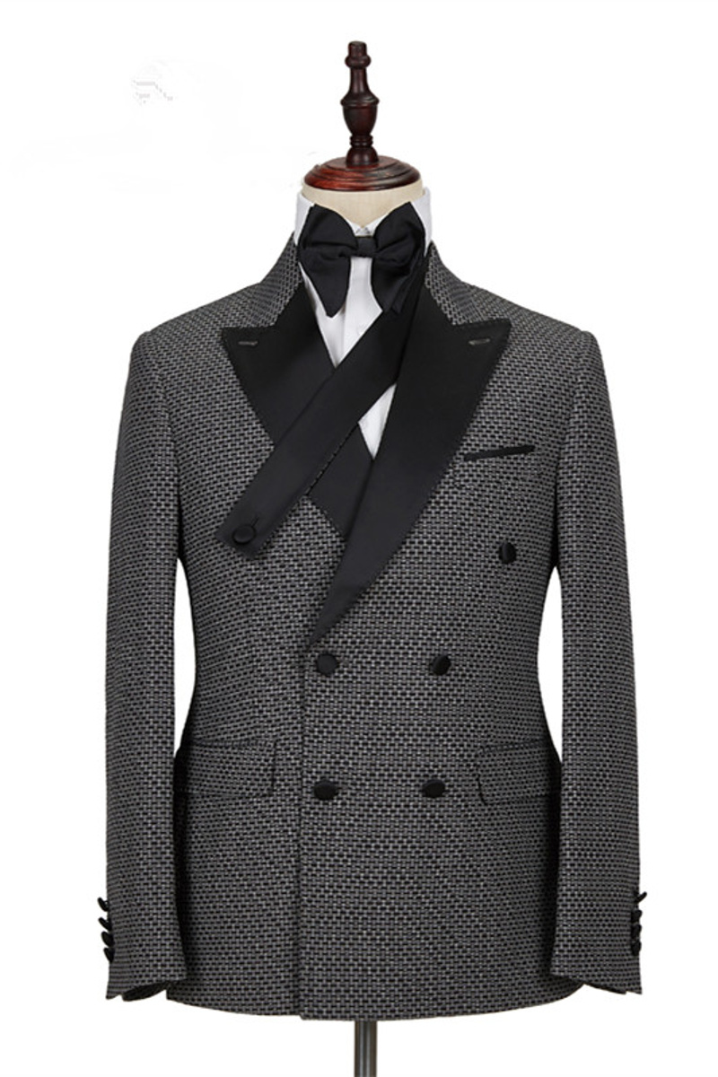 Grant Black Check Lapel Double-Breasted Suit