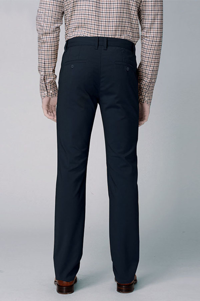 Men Dark Navy Cotton Business Pants