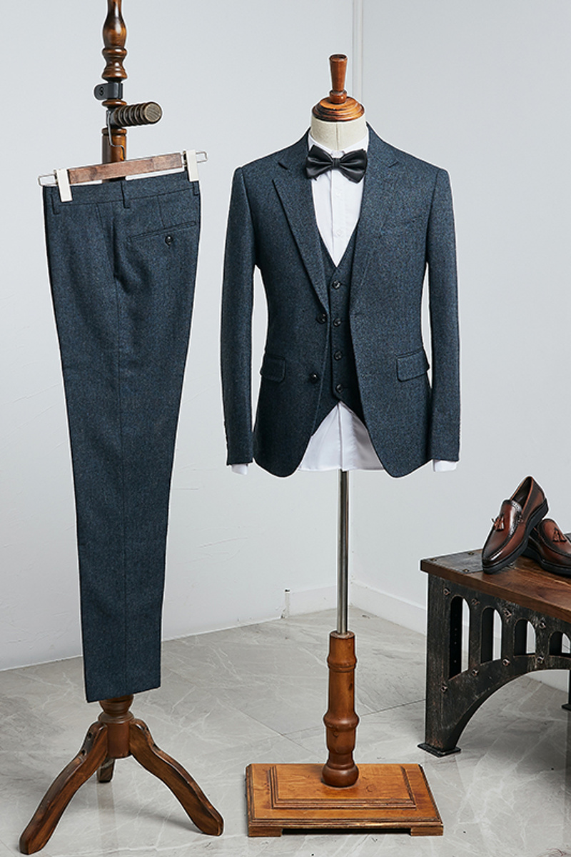 Bill Modern Navy Three-Piece Slim Fit Custom Business Suit