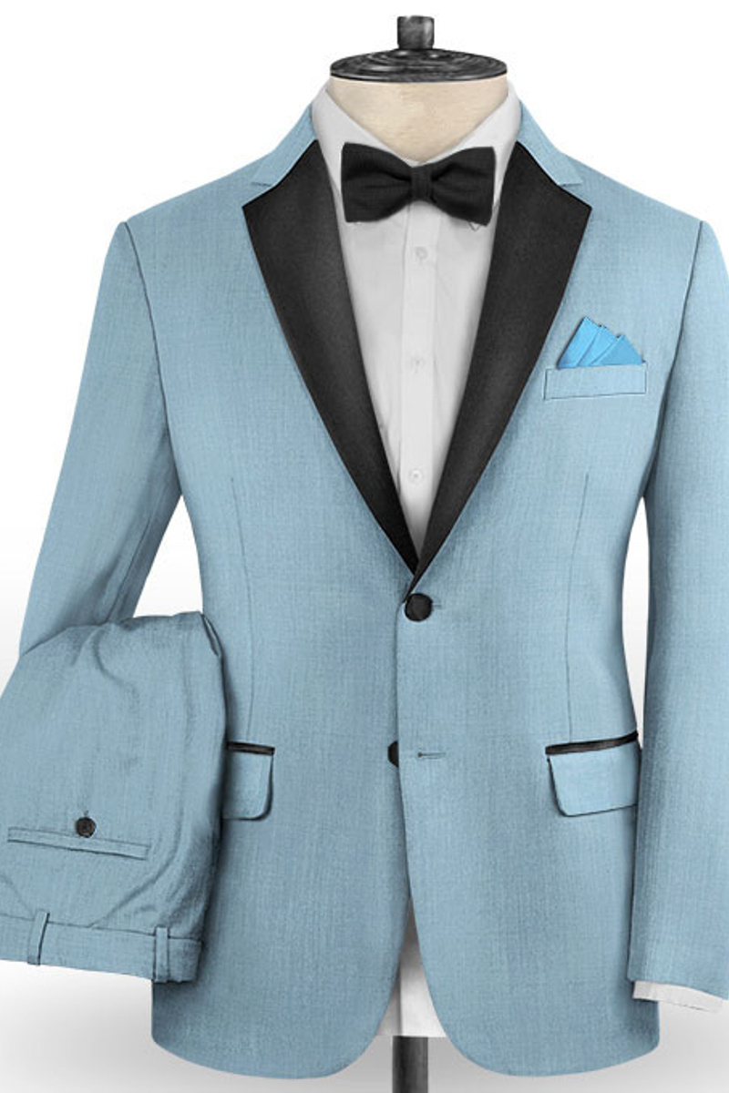 Blue Wedding Groomsman Tuxedo Gentleman Prom Men Suit 2 Piece