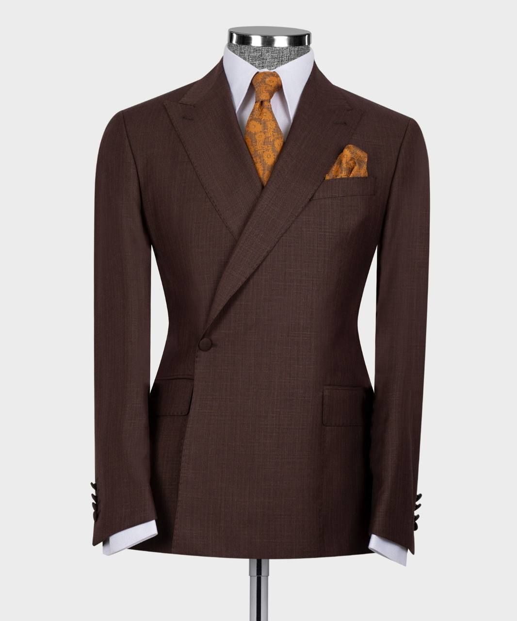 Modern Chocolate One-Button Point Lapel Slim Fit Suit