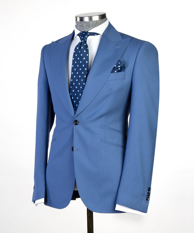 Modern Blue Three-Piece Point Lapel Business Suit
