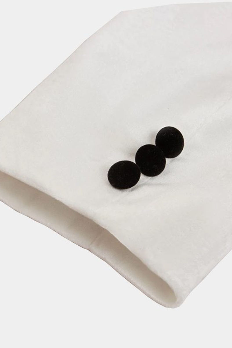 White Velvet Blazer Formal Business Slim Evening Suit