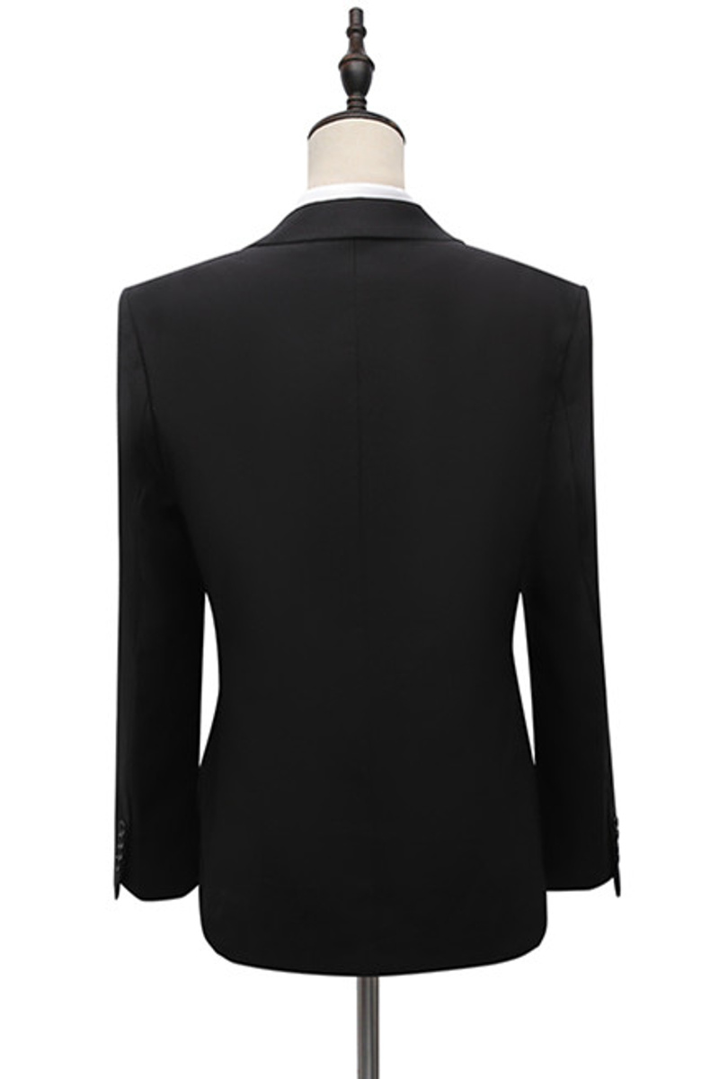 Cyrus Fashion Black Point Lapel Slim Fit Men Suit With Adjustable Buckle