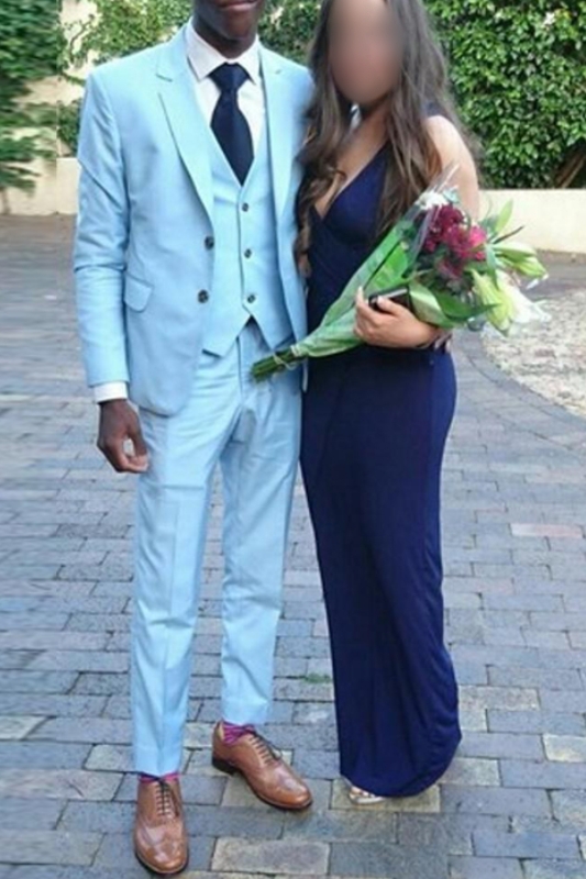 Blue Slim Fit Men Suit Three Piece Prom Costume Custom Suit
