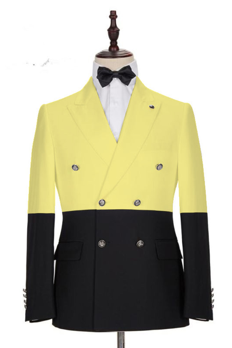 Taylor Yellow Fashion Slim Fit Double Breasted Men Prom Wear