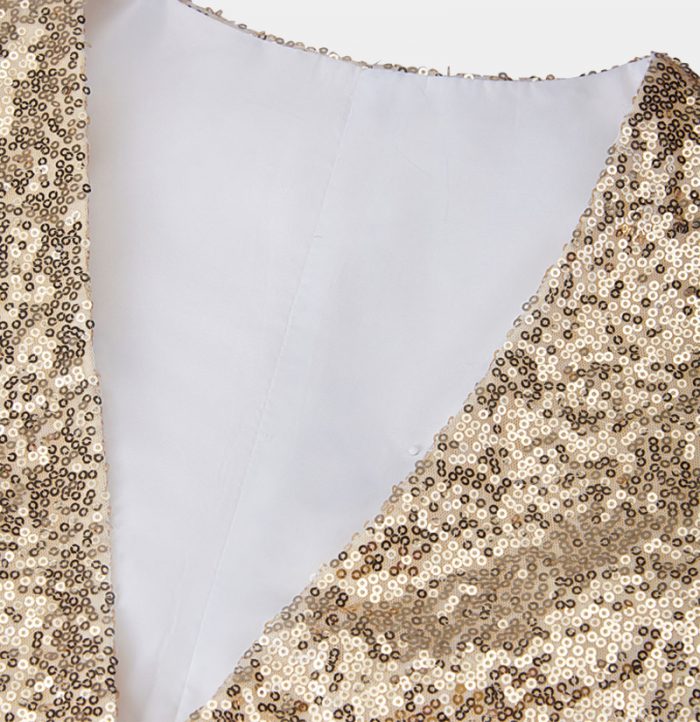 Maximilian Fashion Gold Sequined Men Vest For Prom