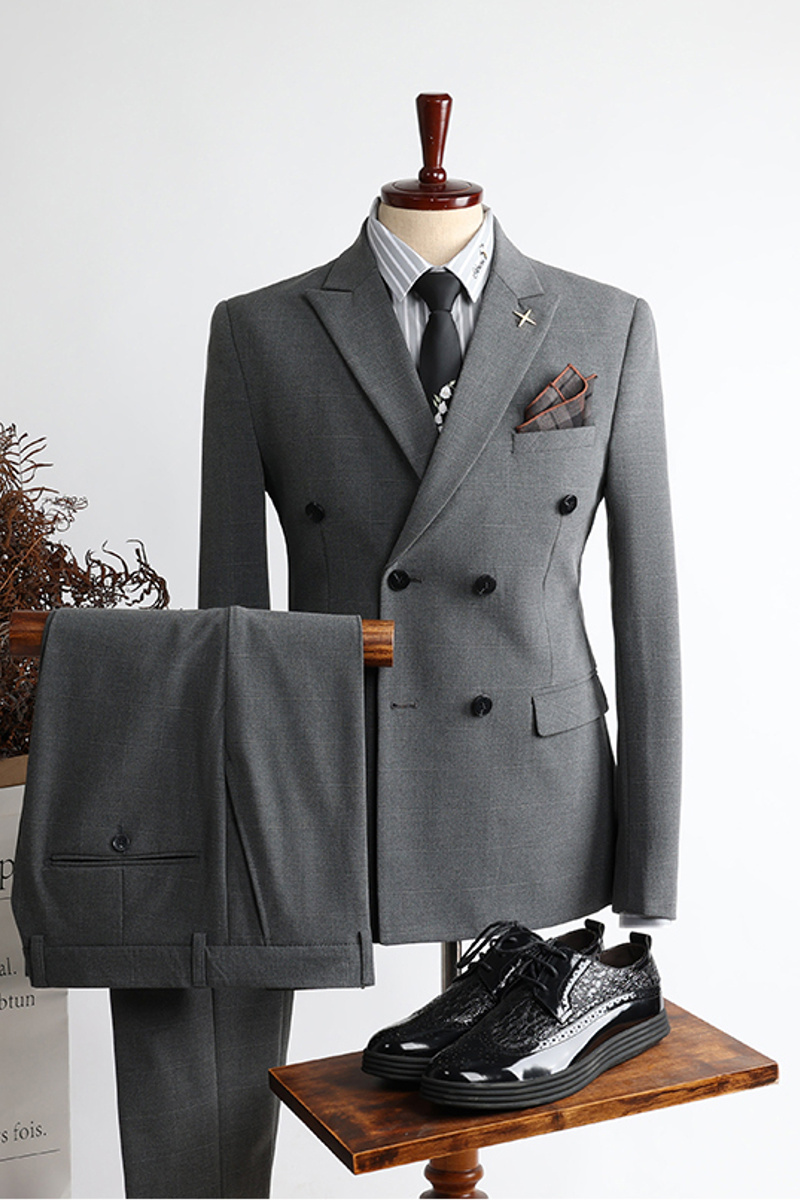 Alex Grey Modern Double-Breasted Point Lapel Business Suit