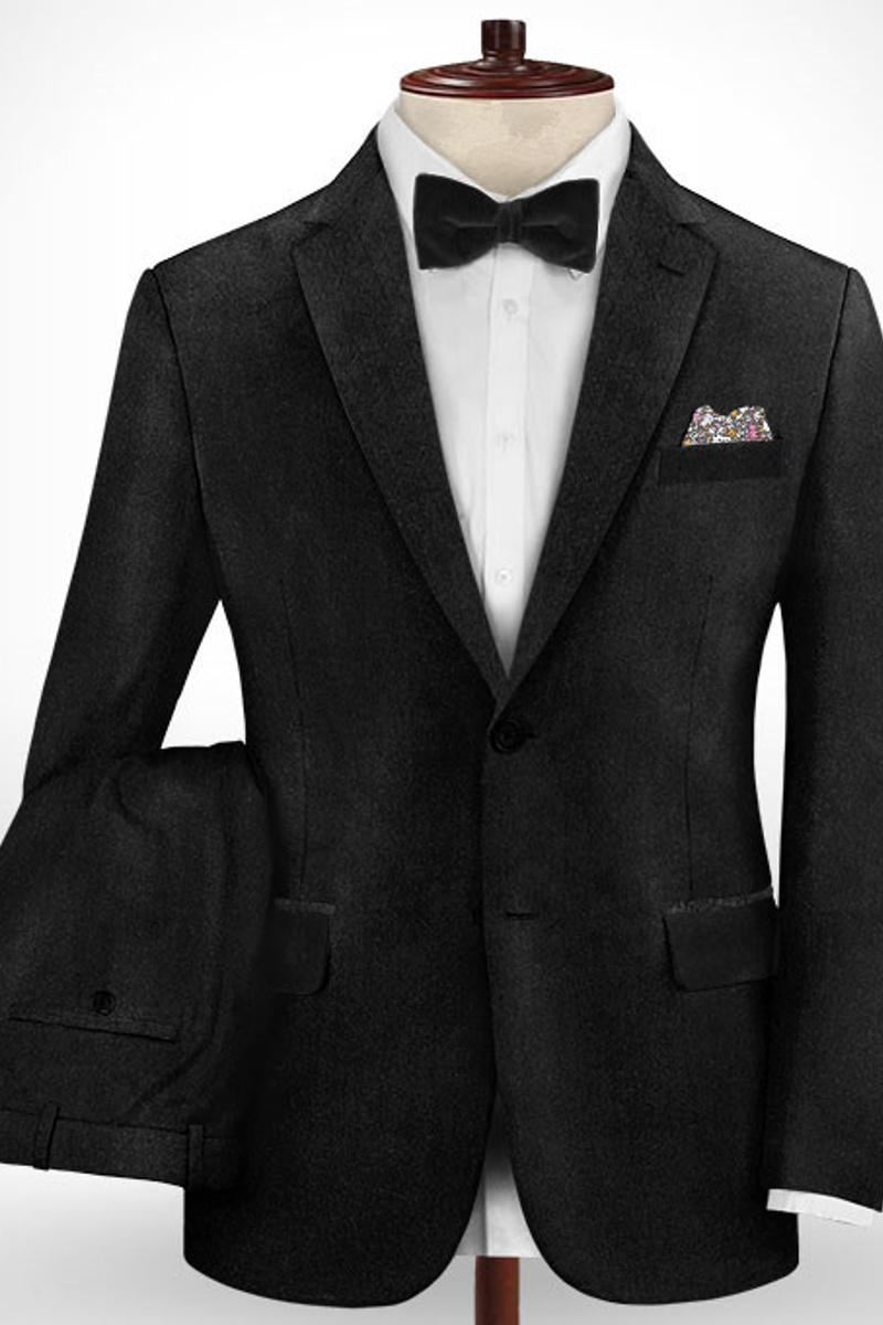 Finn Black Blend Business Men Suit Slim Fit Tuxedo Set of 2
