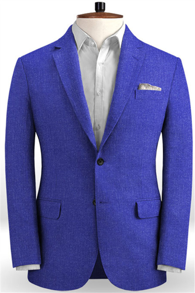 Sale Royal Blue Ball Suits Linen Two-Piece Tuxedo