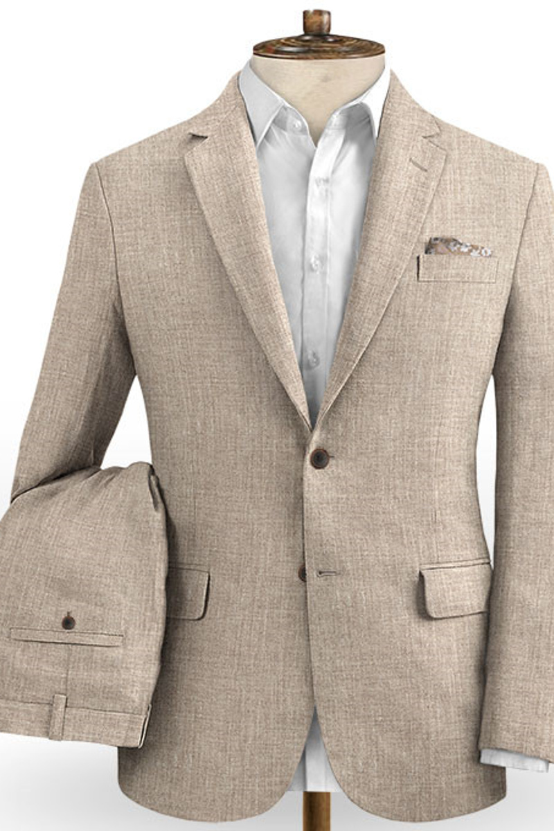 Linen Suit Notch Lapel Wedding Suit Classic Groom Tuxedo Two-Piece