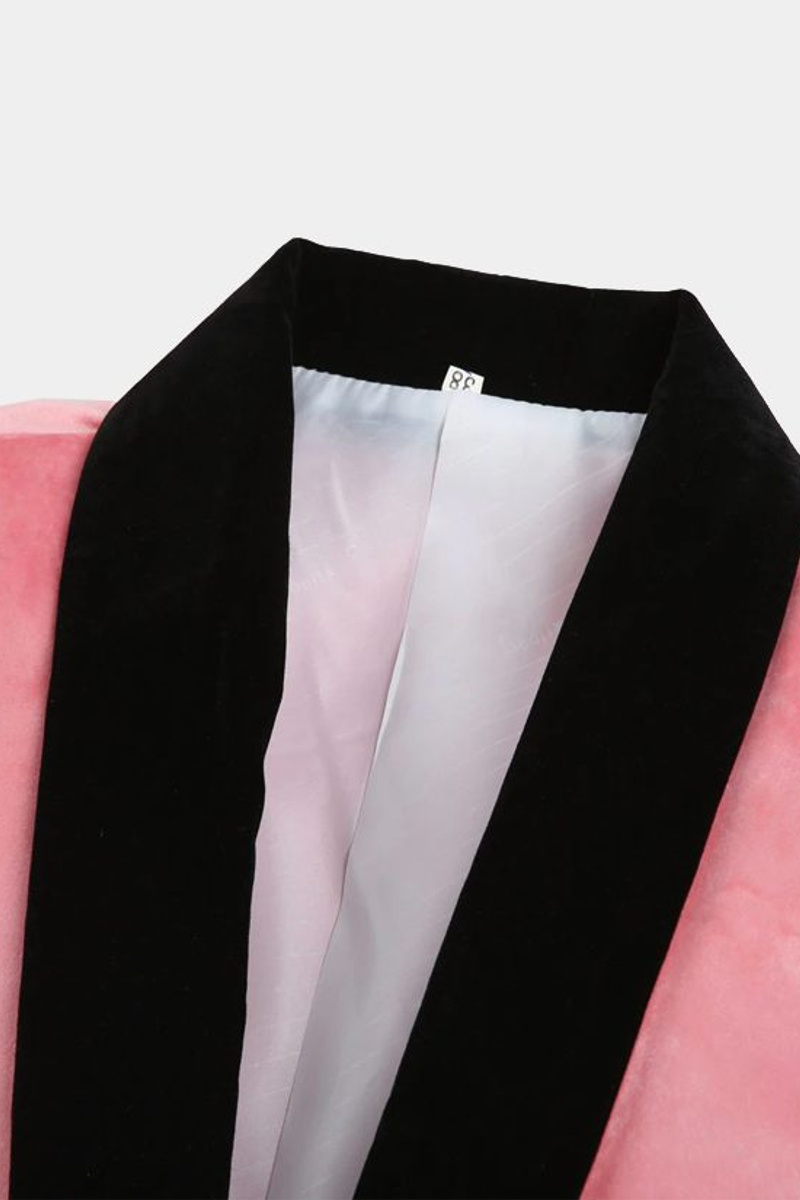 Men Light Pink Velvet Prom Suit Modern Men Slim Fit Blazer