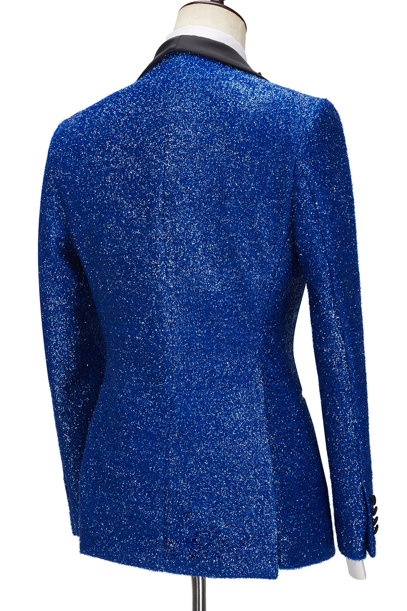 Jacob Royal Blue Sparkle Three-Piece One-Button Fashion Slim Fit Suit