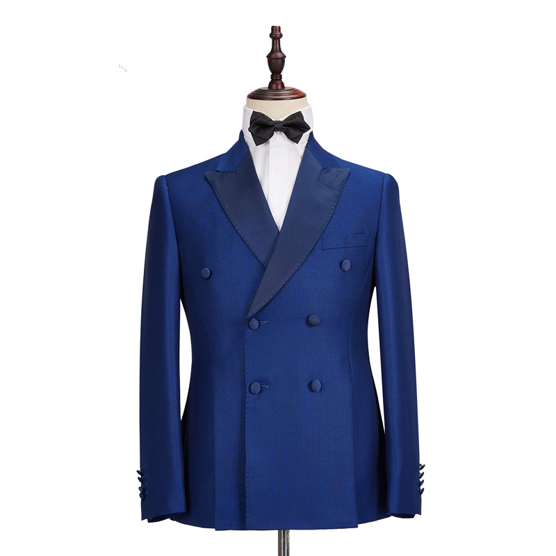 Martin Royal Blue Double-Breasted Two-Piece Business Suit