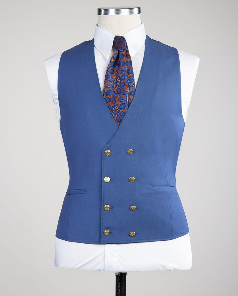 Blue Three-Piece Simple Slim Business Suit