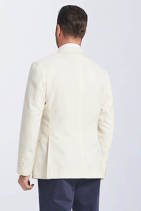 Ivory Double Breasted Men Wedding Tuxedo Blazer