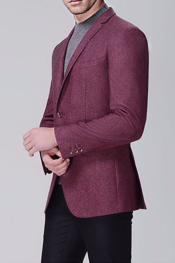 Fashionable Red And Purple Business Casual Thick Suit Jacket