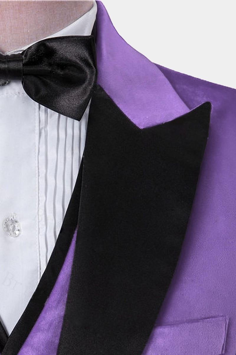 Iris Purple Velvet Tuxedo with Pointed Lapel Three-Piece Slim Fit Prom Suit