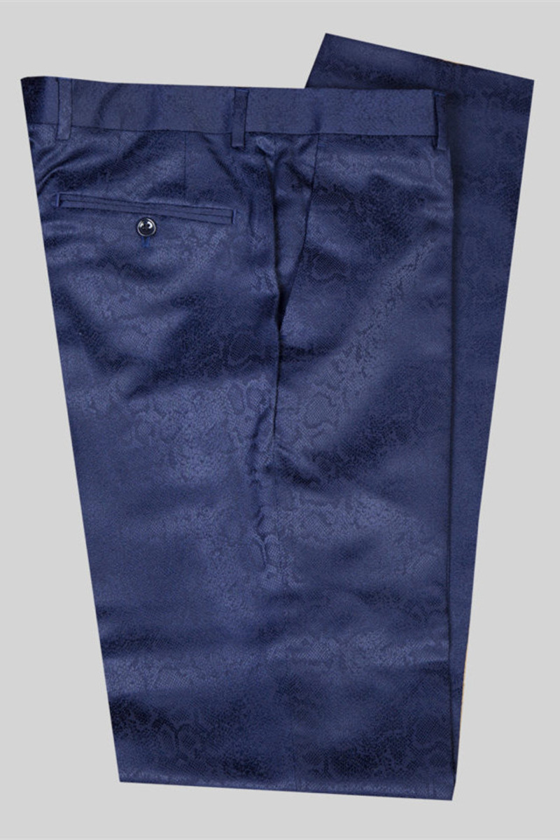 Cristopher Dark Blue Jacquard Shawl Lapel Wedding Suit