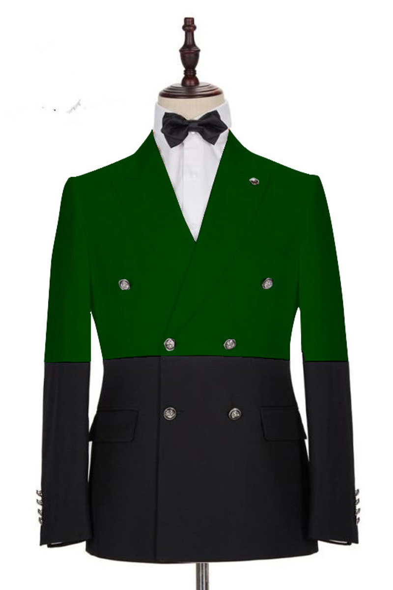 Marcos Dark Green And Black Custom Slim Fit Double Breasted Men Suit