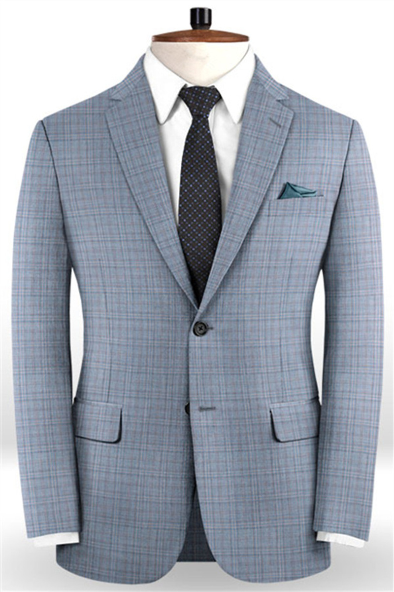 Slim Fit Two-Piece Business Suits Best Groomsmen Wedding Plaid Suits