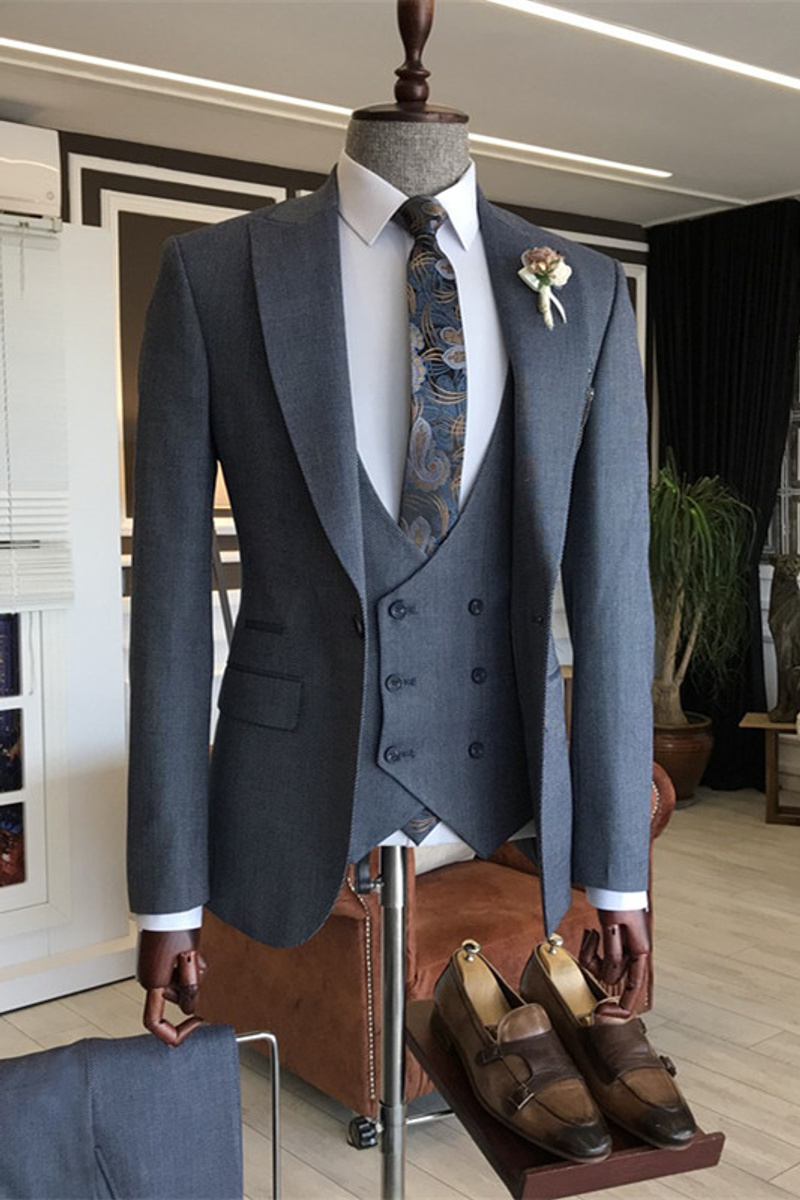 Abram Dark Grey Stylish Three-Piece Handsome Suit