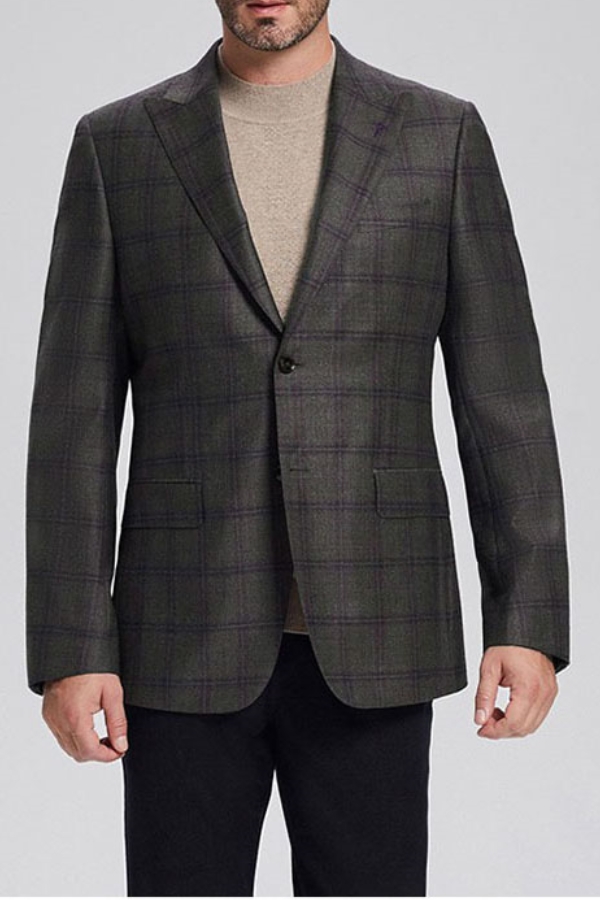 Men Peak Lapel Dark Grey Cashmere Blend New Blazer
