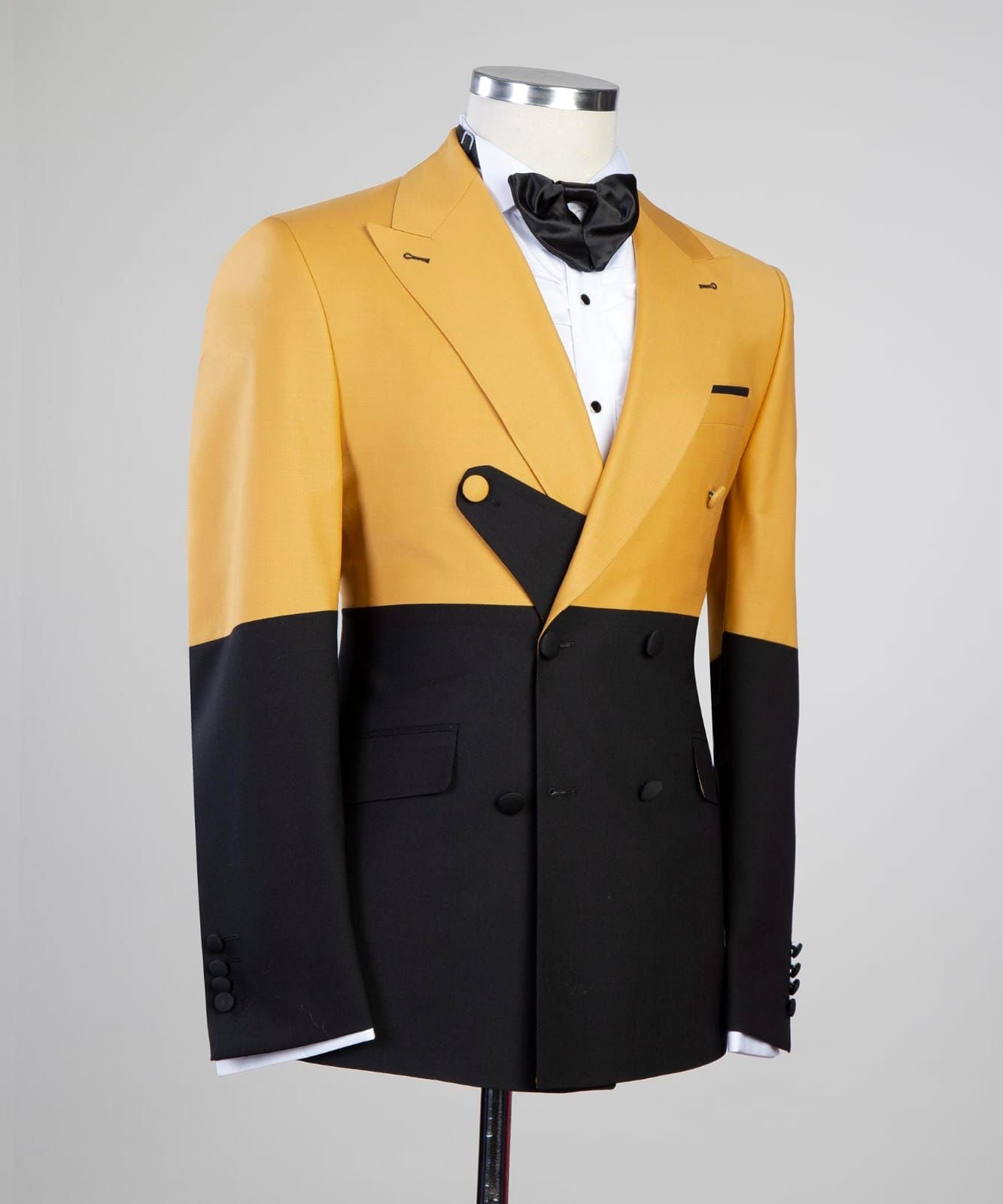 Yellow And Black Two-Piece Bodysuit Prom Suit