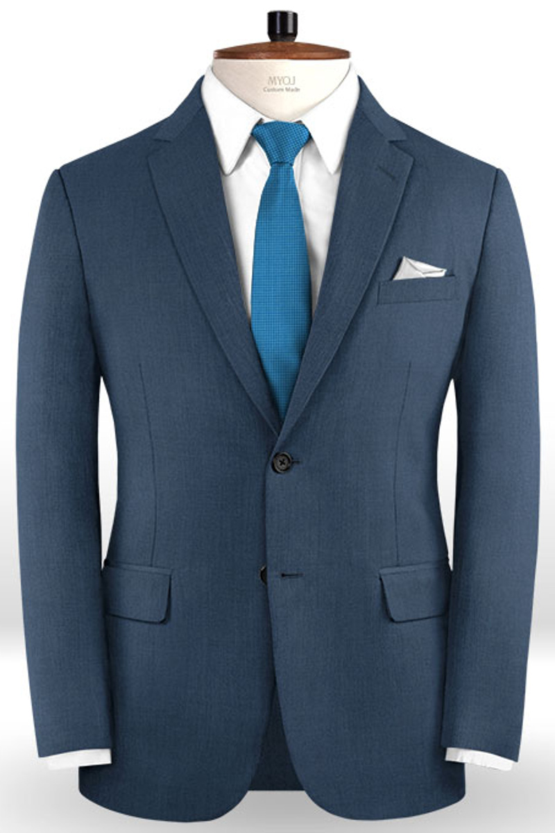 New Trendy Navy Blue Slim Fit Men Suit Formal Business Blazer 2 Groom Tuxedos
