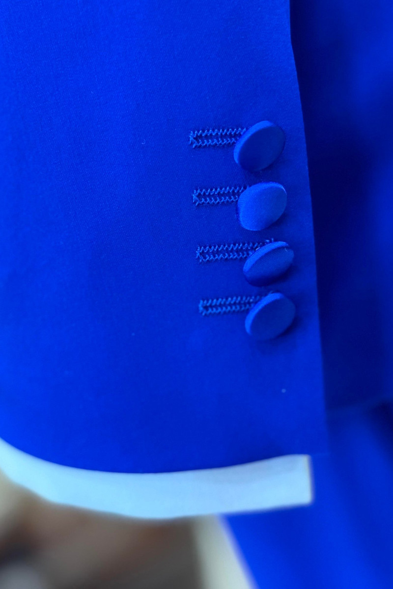 Dazzling Royal Blue Slim Fit Shawl Collar One-Button Groom Suit Three Piece
