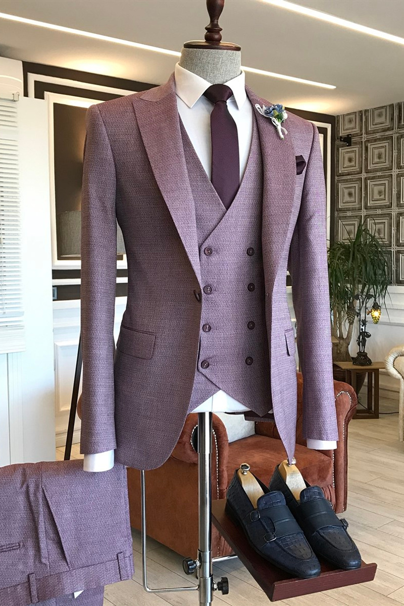 The Purple Small Plaid Lapel One Button Custom Men Suitable For Prom